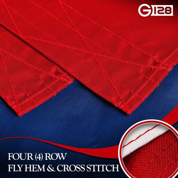 G128 Puerto Rico Puerto Rican Flag | 6x10 Ft | StormFlyer Series Embroidered 220GSM Spun Polyester | Embroidered Design, Indoor/Outdoor, Brass Grommets, Heavy Duty, All Weather - Image 5