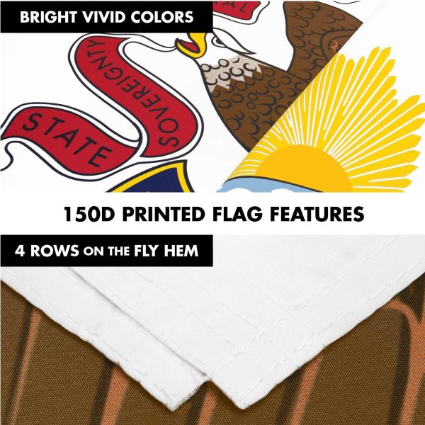 G128 Combo Pack: 6 Ft Tangle Free Spinning Flagpole (Black) & Illinois Flag 3x5 Ft Printed 150D Polyester, Brass Grommets (Flag Included) Aluminum Flag Pole - Image 5