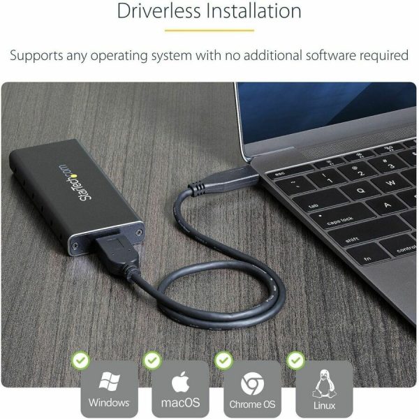 StarTech.com M.2 SSD Enclosure for M.2 SATA SSDs - USB 3.1 (10Gbps) with USB-C Cable - External Enclosure for USB-C Host - Aluminum - Image 5