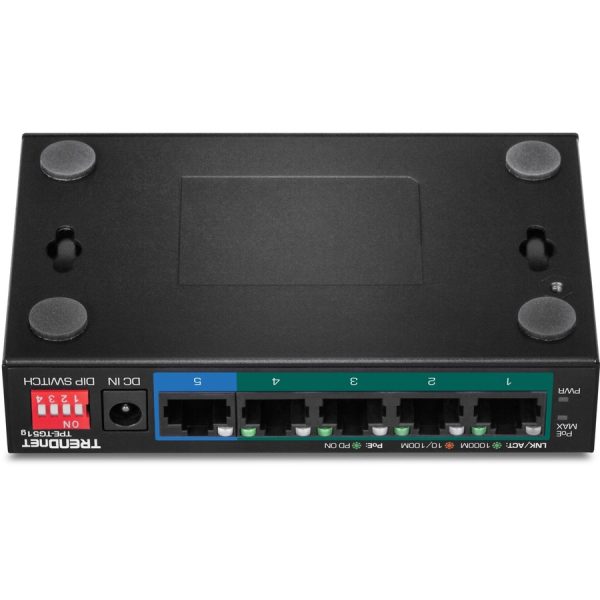 TRENDnet 5-Port Gigabit PoE+ Switch, Camera DIP Switch extends PoE+ 200m (656 ft.), 60W PoE Budget, Black, TPE-TG51g - Image 9