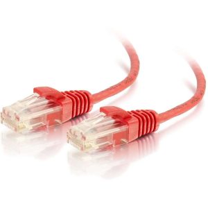 C2G 1ft Cat6 Snagless Unshielded (UTP) Slim Ethernet Cable - Cat6 Network Patch Cable - PoE - Red