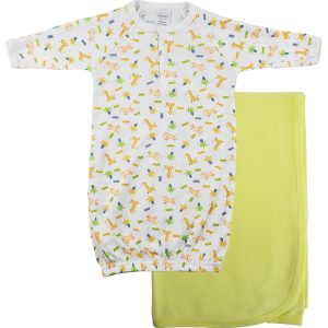 Print Infant Gown And Recieving Blanket Cs_0098