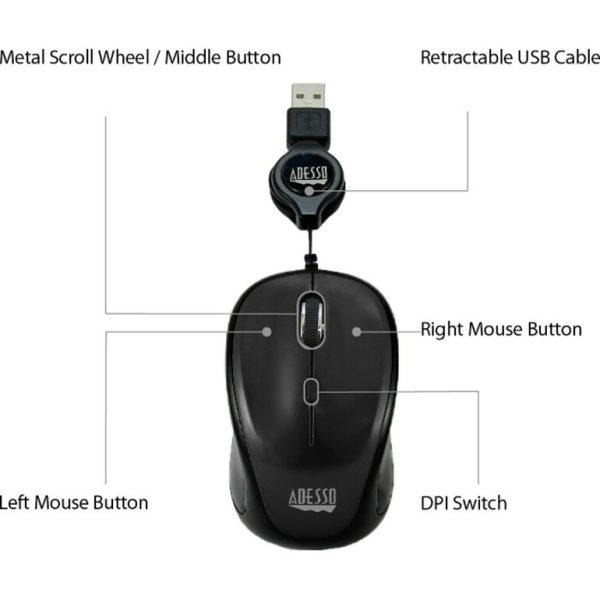 Adesso iMouse S8B - USB Illuminated Retractable Mini Mouse - Image 9