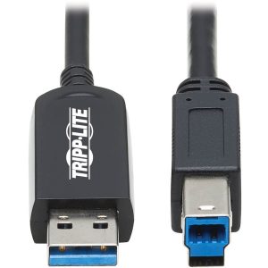 Eaton Tripp Lite Series USB 3.2 Gen 1 Plenum-Rated Fiber Active Optical Cable (AOC) - 5 Gbps, (A to B M/M), Black, 15 m