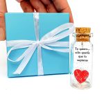 Mensaje romántico en una botella para regalar a tu novio o novia   Tarro de los deseos con una tarjeta para tu esposo o esposa (bottle in teal blue box Te quiero… sólo quería que lo supieras)