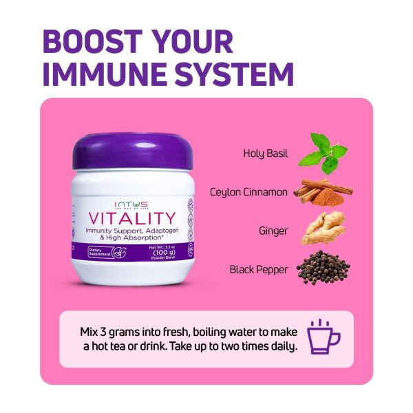 Intus Vitality | Ayurvedic Blend with Holy Basil Cinnamon Black Pepper and Ginger | Formulated with Adaptogens and Antioxidants for Overall Wellness | Herbal Supplement for Holistic Health | 3.5 oz - Image 2