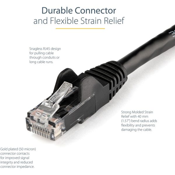StarTech.com 15ft CAT6 Ethernet Cable - Black Snagless Gigabit - 100W PoE UTP 650MHz Category 6 Patch Cord UL Certified Wiring/TIA - Image 4