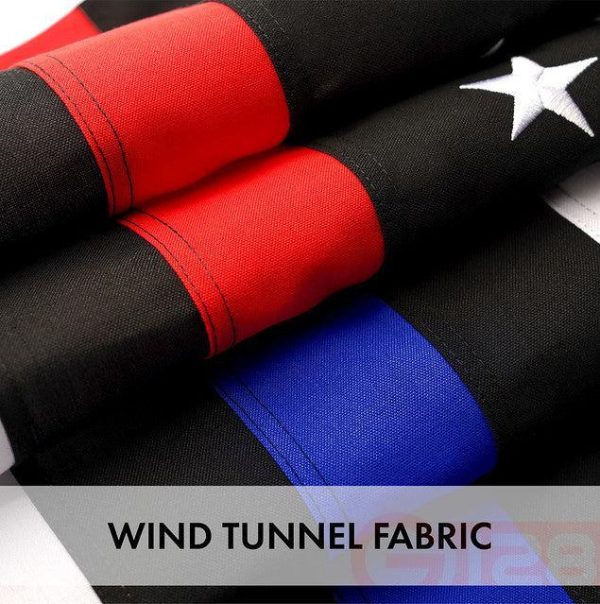 G128 Thin Blue Line Police & Thin Red Line 2x3 FT 3-Pack Firefighter Heavy Duty 220GSM Tough Spun Polyester Embroidered US American Flag Brass Grommets Honoring Law Enforcement Officers First Responder - Image 5