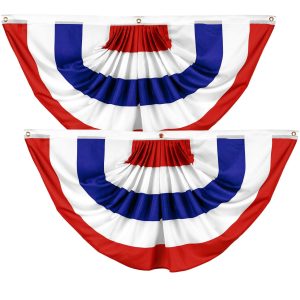 G128 2 Pack: American USA No Stars Pleated Fan Flag | 3x6 Ft | Printed 150D Polyester | Patriotic Decor, Indoor/Outdoor, Vibrant Colors, Brass Grommets, Thicker and More Durable Than 100D 75D