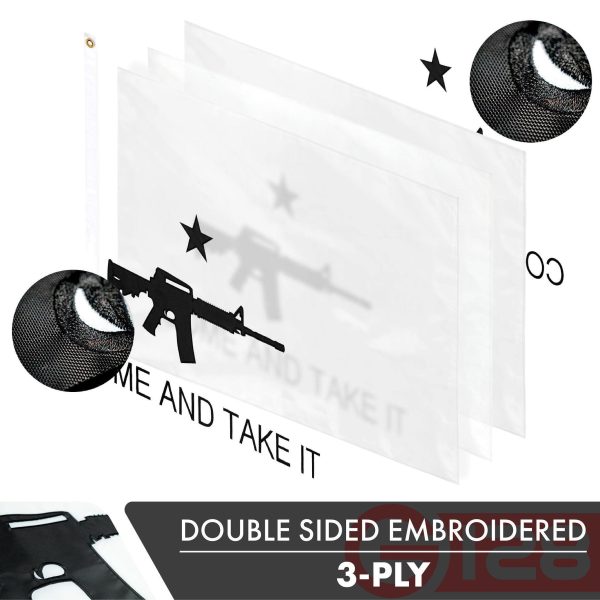 Come and Take It (Rifle) Flag 3x5 Ft 3-Pack Double-sided Embroidered Polyester By G128 - Image 2