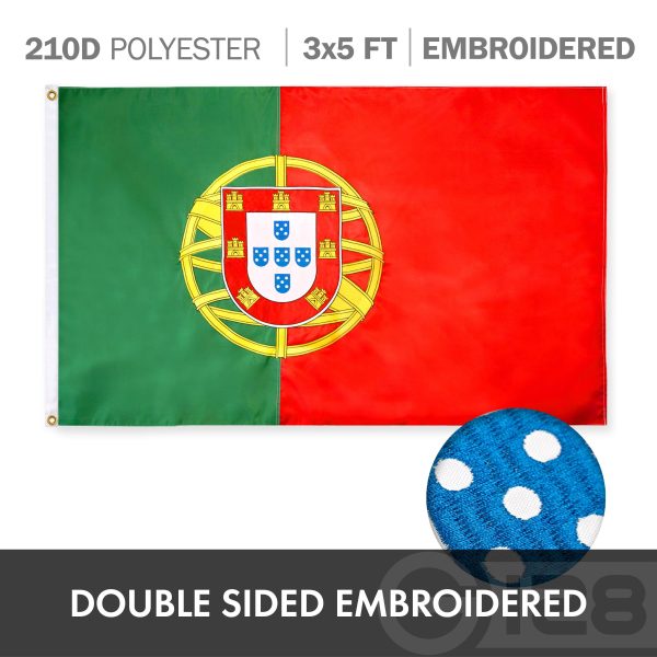 G128 Combo Pack: USA American Flag 3x5 Ft Embroidered Stars & Portugal (Portuguese) Flag 3x5 Ft Double-sided Embroidered 210D - Image 6