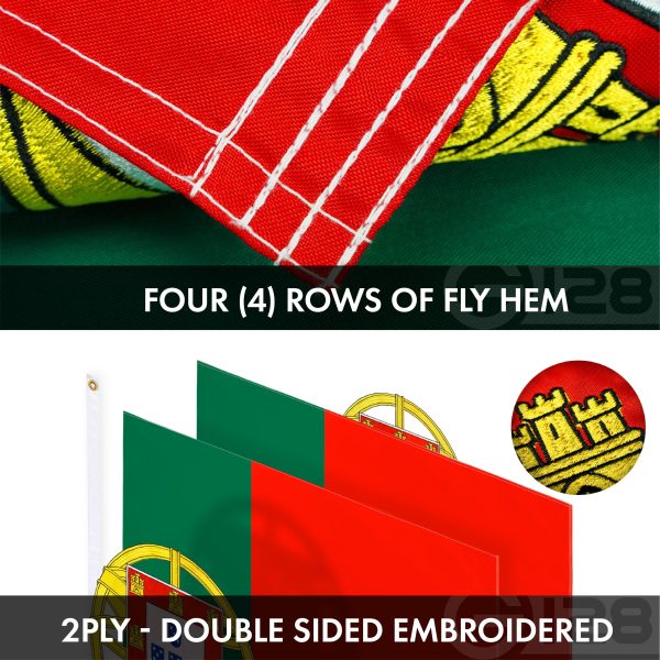 G128 Combo Pack: USA American Flag 3x5 Ft Embroidered Stars & Portugal (Portuguese) Flag 3x5 Ft Double-sided Embroidered 210D - Image 8
