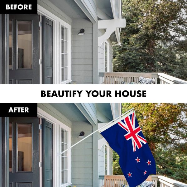 G128 Combo Pack: 6 Feet Tangle Free Spinning Flagpole (White) New Zealand New Zealander Flag 3x5 ft Printed 150D Brass Grommets (Flag Included) Aluminum Flag Pole - Image 3