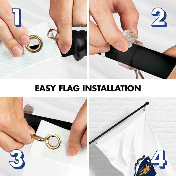 G128 Combo Pack: 6 Ft Tangle Free Spinning Flagpole (Black) & Massachusetts Flag 3x5 Ft Printed 150D Polyester, Brass Grommets (Flag Included) Aluminum Flag Pole - Image 7