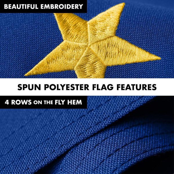 G128 Combo Pack: 6 Ft Tangle Free Spinning Flagpole (White) & Alaska Flag 3x5 Ft Embroidered 220GSM Spun Polyester, Brass Grommets (Flag Included) Aluminum Flag Pole - Image 5