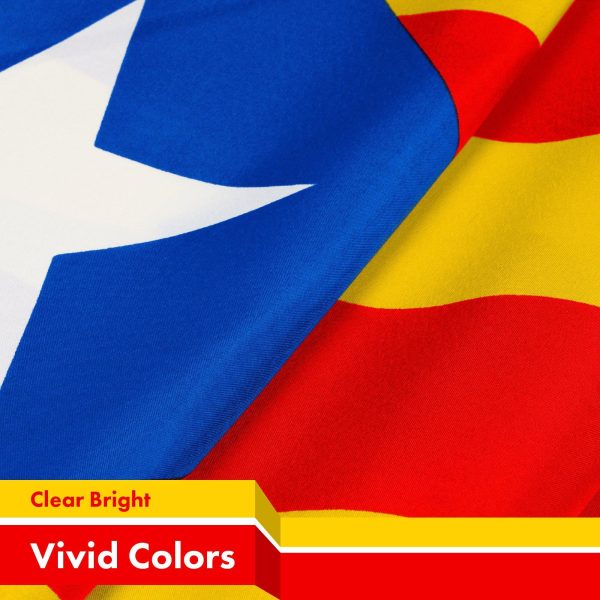 G128 5 Pack: Blue Estelada (Catalan) Flag | 3x5 feet | Printed 150D Indoor/Outdoor, Vibrant Colors, Brass Grommets, Quality Polyester, Much Thicker More Durable Than 100D 75D Polyester - Image 3