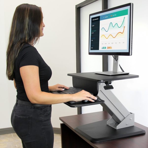StarTech.com Height Adjustable Standing Desk Converter - Sit Stand Desk with One-finger Adjustment - Ergonomic Desk - Image 2