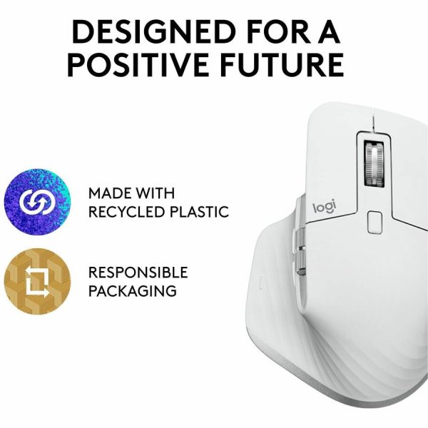 Logitech MX Master 3S - Wireless Performance Mouse with Ultra-fast Scrolling, Ergo, 8K DPI, Track on Glass, Bluetooth, Pale Grey - Image 3