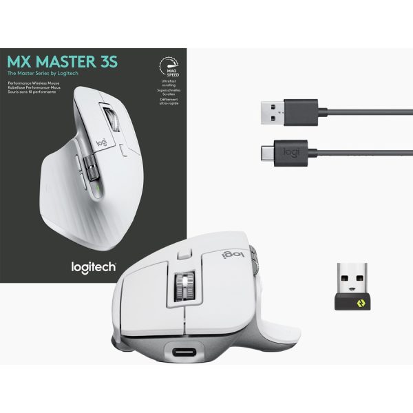 Logitech MX Master 3S - Wireless Performance Mouse with Ultra-fast Scrolling, Ergo, 8K DPI, Track on Glass, Bluetooth, Pale Grey - Image 10