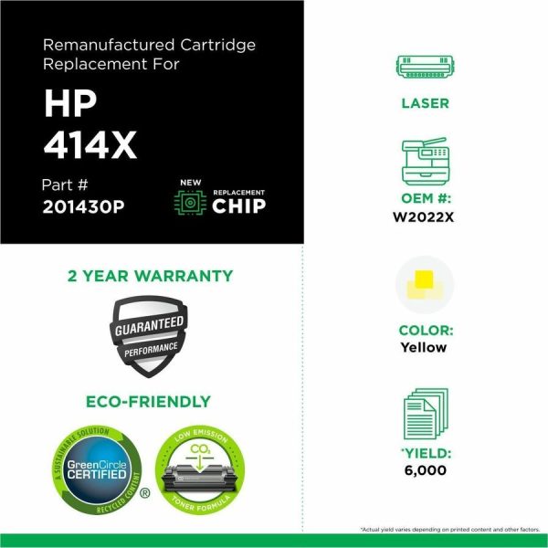 Clover Imaging Remanufactured High Yield Yellow Toner Cartridge (New Chip) for HP 414X (W2022X) - Image 3