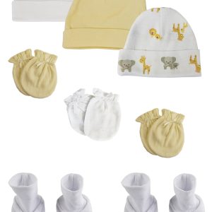 Baby Boy, Baby Girl, Unisex Infant Caps, Booties And Mittens (pack Of 8) Nc_0390