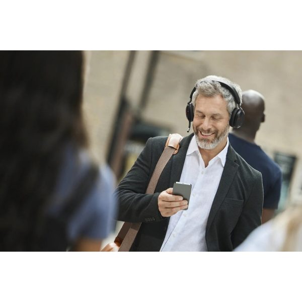 Jabra Evolve2 75 Wireless On-ear Stereo Headset - USB-A - For MS Teams - With Charging Stand - Black - Binaural - Ear-cup - 3000 cm - Bluetooth - 20 Hz to 20 kHz - MEMS Technology Microphone - Noise Cancelling - Image 3