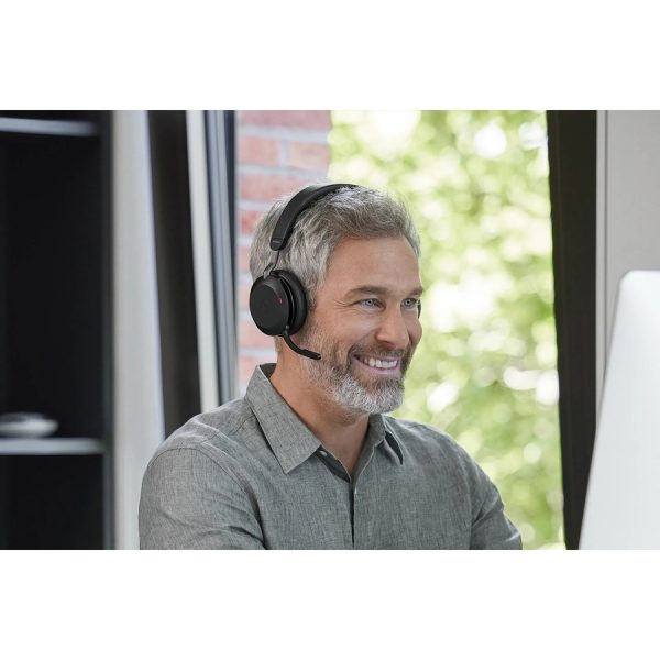 Jabra Evolve2 75 Wireless On-ear Stereo Headset - USB-A - For MS Teams - With Charging Stand - Black - Binaural - Ear-cup - 3000 cm - Bluetooth - 20 Hz to 20 kHz - MEMS Technology Microphone - Noise Cancelling - Image 5