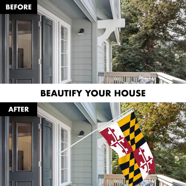 G128 Combo Pack: 6 Ft Tangle Free Aluminum Spinning Flagpole (White) & Maryland MD State Flag 3x5 Ft, ToughWeave Series Embroidered 300D Polyester | Pole with Flag Included - Image 3