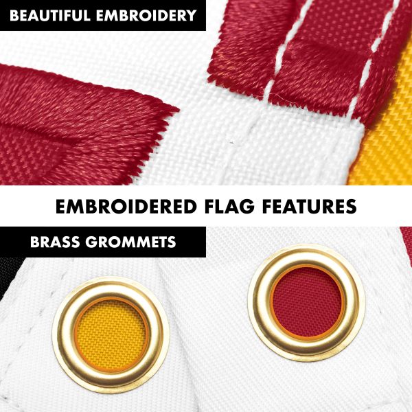 G128 Combo Pack: 6 Ft Tangle Free Aluminum Spinning Flagpole (White) & Maryland MD State Flag 3x5 Ft, ToughWeave Series Embroidered 300D Polyester | Pole with Flag Included - Image 4
