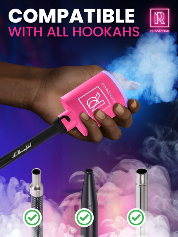 Pink Hookah Pump with 1300 mAh Rechargeable Battery   Electric Hookah Air Pump Kit with Led Light   Mini Hookah Pump Starter   Universal Shisha Hookah Starter Kit Helper   Hookah Starter - Image 5