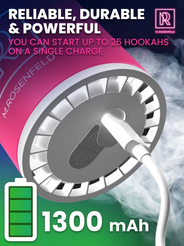 Pink Hookah Pump with 1300 mAh Rechargeable Battery   Electric Hookah Air Pump Kit with Led Light   Mini Hookah Pump Starter   Universal Shisha Hookah Starter Kit Helper   Hookah Starter - Image 8