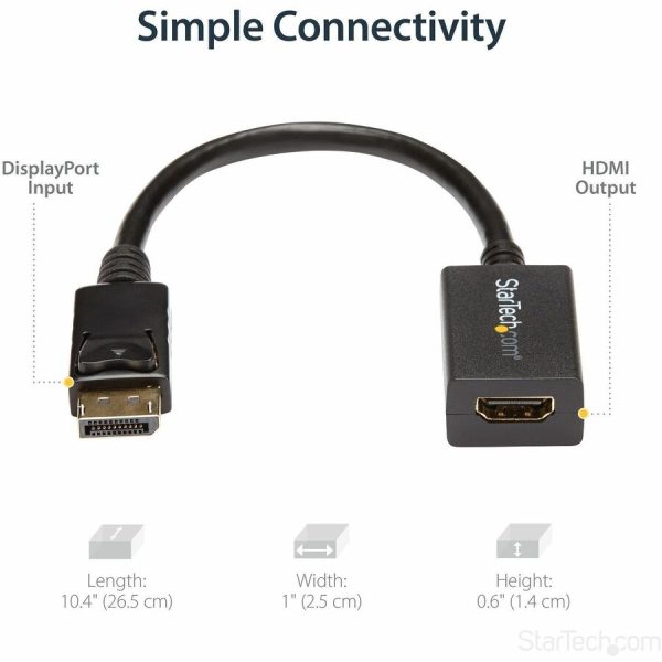 StarTech.com DisplayPort to HDMI Adapter, 1080p DP to HDMI Video Converter, DP to HDMI Monitor/TV Dongle, Passive, Latching DP Connector - Image 5