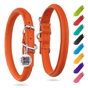 Ultra Soft Rolled Leather Dog Collar for Small Dogs   Soft Padded Dog Collars for Medium Dogs   Puppy Collars for Large Breed Dogs   Male and Female Dog Collar