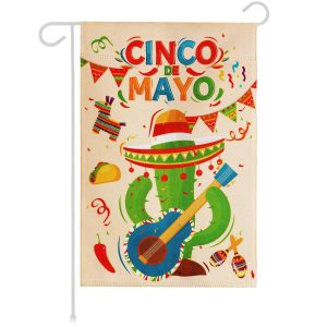 G128 Garden Flag Cinco De Mayo Cactus Double Sided 12"x18" Blockout Fabric | Outdoor Seasonal Holiday Home Yard Decor