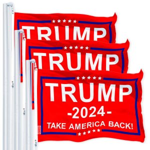 G128 3-Pack: Trump 2024 "Take America Back" Red Flag 3x5 FT 150D Polyester