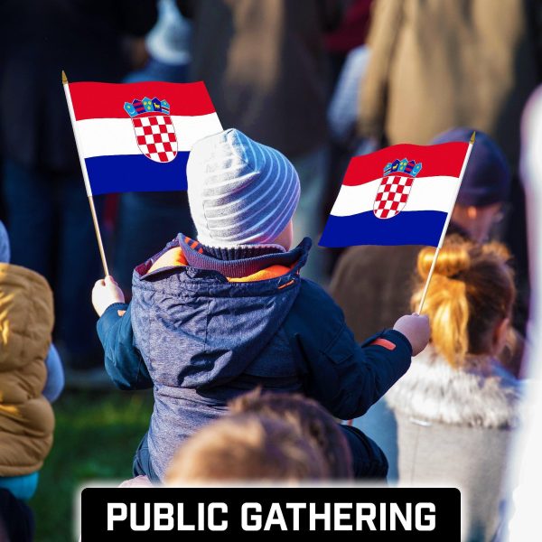 G128 30 Pack Handheld Croatia Croatian Stick Flags | 12x18 In | Printed 150D Polyester, Country Flag, Solid Wooden Stick, Spear Gold Tip - Image 6