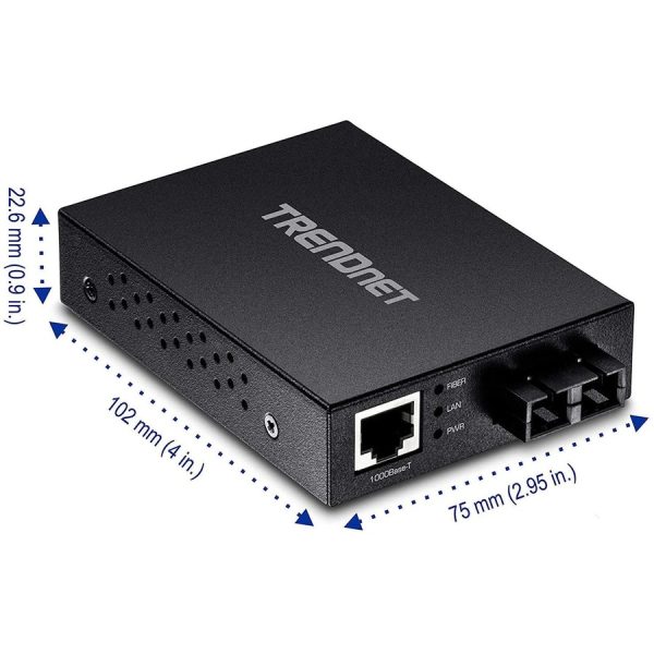 TRENDnet 1000Base-T to 1000Base-SX Multi-Mode SC Fiber Converter; Up to 550m (1800 ft.); 2 Gbps Switching Capacity; TFC-GMSC - Image 3