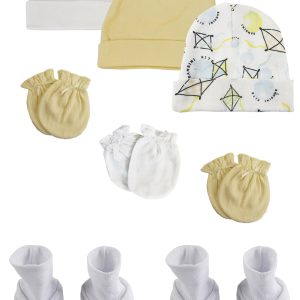 Baby Boy, Baby Girl, Unisex Infant Caps, Booties And Mittens (pack Of 8) Nc_0330