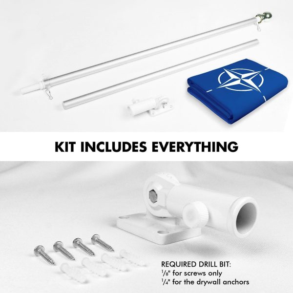 G128 Combo Pack: 6 Ft Tangle Free Aluminum Spinning Flagpole (Silver) & North Atlantic Treaty Org NATO Flag 3x5 Ft, LiteWeave Pro Series Printed 150D Polyester | Pole with Flag Included - Image 2