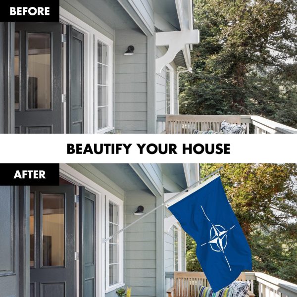 G128 Combo Pack: 6 Ft Tangle Free Aluminum Spinning Flagpole (Silver) & North Atlantic Treaty Org NATO Flag 3x5 Ft, LiteWeave Pro Series Printed 150D Polyester | Pole with Flag Included - Image 3