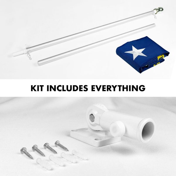 G128 Combo Pack: 5 Ft Tangle Free Aluminum Spinning Flagpole (Silver) & North Carolina State Flag 2x3 Ft, ToughWeave Series Embroidered 300D Polyester | Pole with Flag Included - Image 2