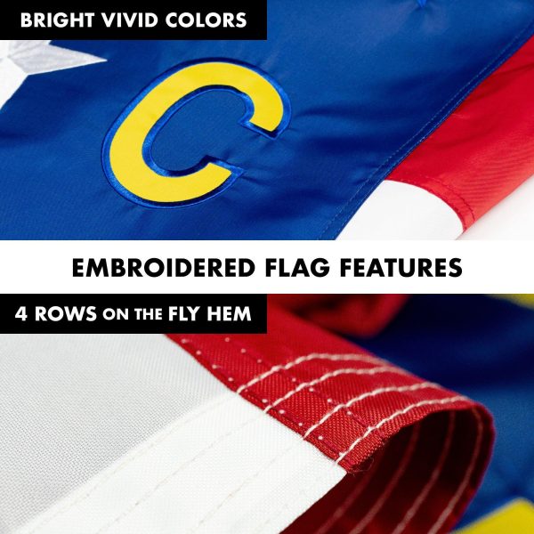 G128 Combo Pack: 5 Ft Tangle Free Aluminum Spinning Flagpole (Silver) & North Carolina State Flag 2x3 Ft, ToughWeave Series Embroidered 300D Polyester | Pole with Flag Included - Image 5