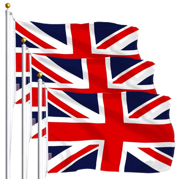 UK British Flag 3x5 Ft 3-Pack Printed Polyester By G128