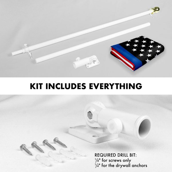 G128 Combo Pack: 6 Feet Tangle Free Spinning Flagpole (White) Blue lives matter Flag 3x5 ft Printed 150D Brass Grommets (Flag Included) Aluminum Flag Pole - Image 2