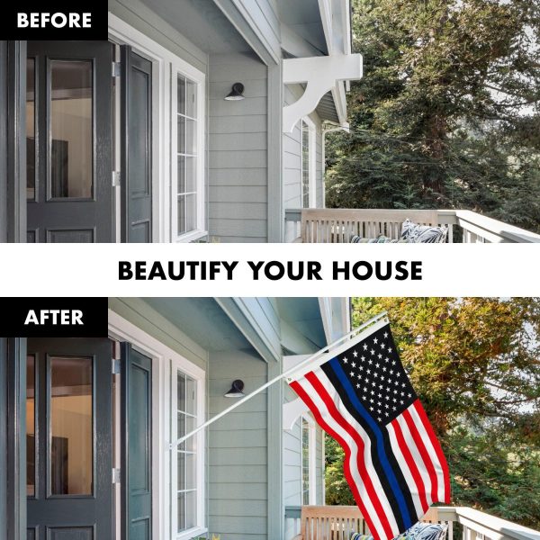 G128 Combo Pack: 6 Feet Tangle Free Spinning Flagpole (White) Blue lives matter Flag 3x5 ft Printed 150D Brass Grommets (Flag Included) Aluminum Flag Pole - Image 3
