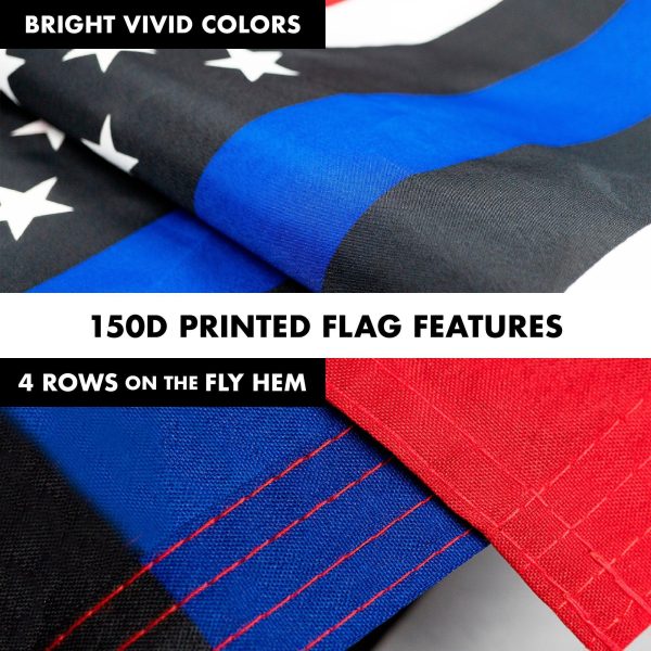 G128 Combo Pack: 6 Feet Tangle Free Spinning Flagpole (White) Blue lives matter Flag 3x5 ft Printed 150D Brass Grommets (Flag Included) Aluminum Flag Pole - Image 5