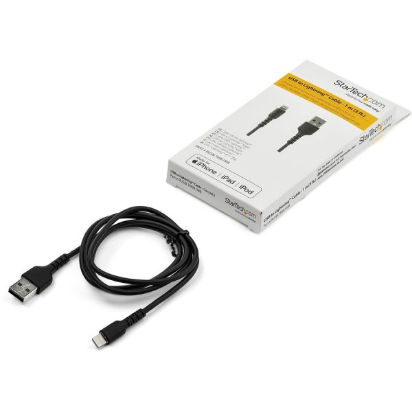 StarTech.com 3 foot/1m Durable Black USB-A to Lightning Cable, Rugged Heavy Duty Charging/Sync Cable for Apple iPhone/iPad MFi Certified - Image 6
