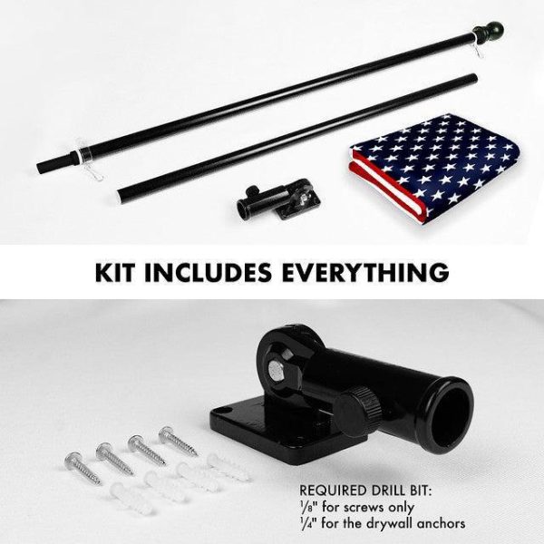 G128 Combo Pack: 6 Feet Tangle Free Spinning Flagpole (Black) USA American Flag 3x5 ft Printed 150D Brass Grommets (Flag Included) Aluminum Flag Pole - Image 2