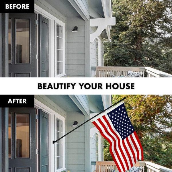G128 Combo Pack: 6 Feet Tangle Free Spinning Flagpole (Black) USA American Flag 3x5 ft Printed 150D Brass Grommets (Flag Included) Aluminum Flag Pole - Image 3