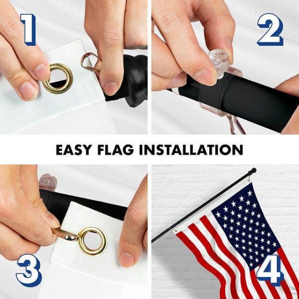G128 Combo Pack: 6 Feet Tangle Free Spinning Flagpole (Black) USA American Flag 3x5 ft Printed 150D Brass Grommets (Flag Included) Aluminum Flag Pole - Image 7